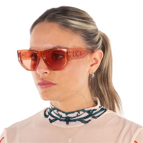 Salvatore Ferragamo Salmon Geometric Unisex Sunglasses.